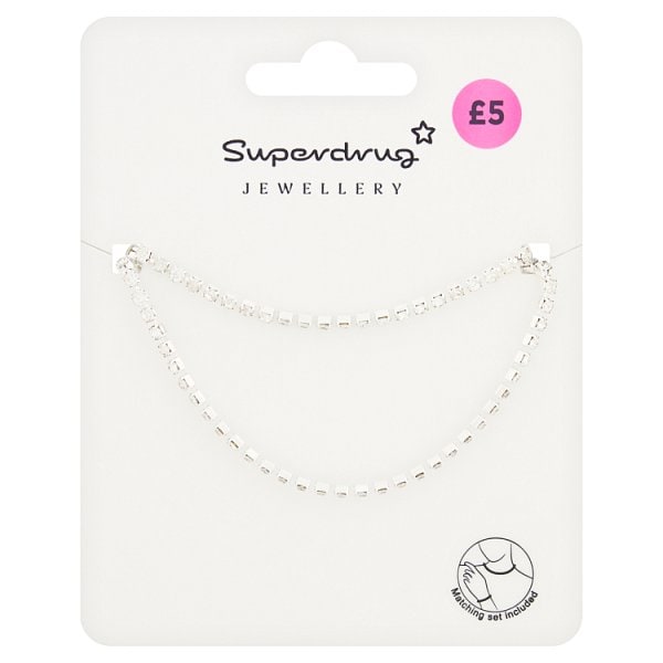 Superdrug Unisex Diamante Tennis Necklace & Bracelet Set