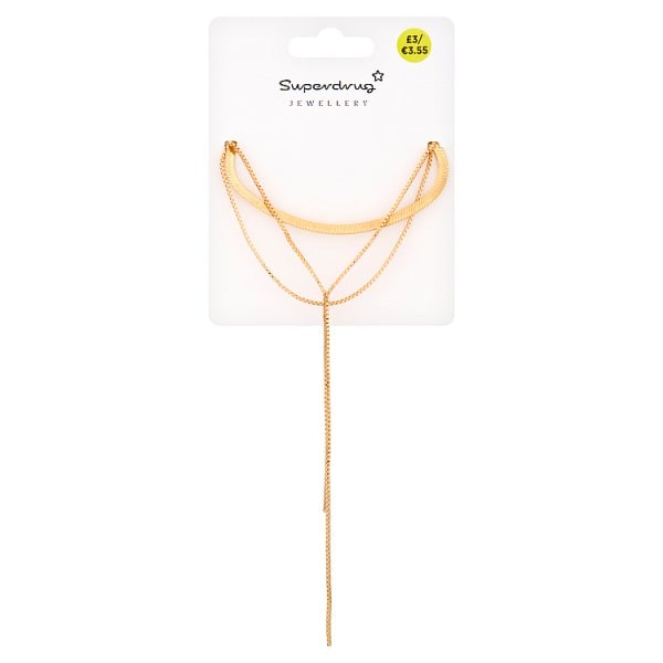 Superdrug Unisex Gold Tone Chain Necklace 3 Pack