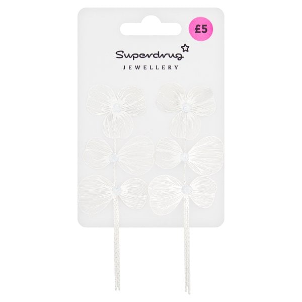 Superdrug Unisex Silver Tone Flower Waterfall Earrings