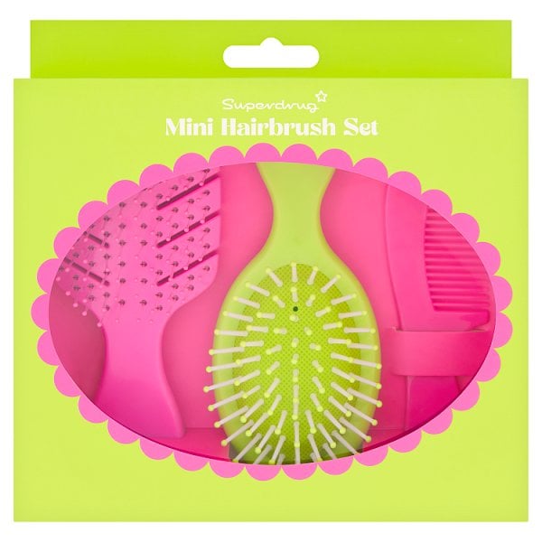 Superdrug Unisex Mini Hair Brush 3Pc Set