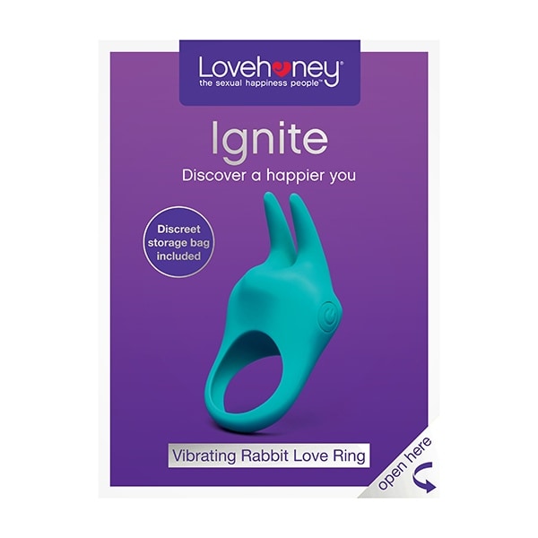 Lovehoney Unisex Ignite 20 Function Vibrating Rabbit Love Ring Aqua