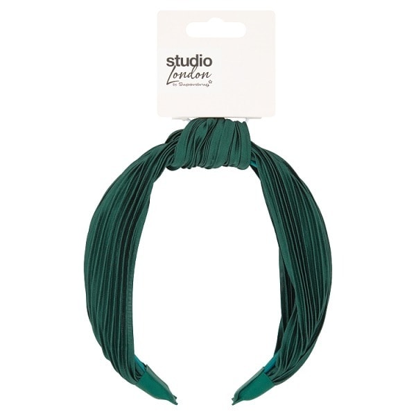 Studio London Knot Headband In Plisse Emerald Green Hair Superdrug