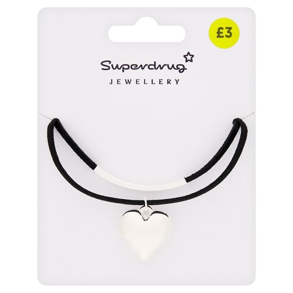 Superdrug Unisex Black Cord Heart Necklace