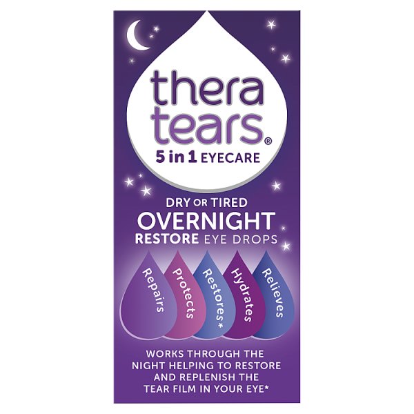 Thera Tears Unisex 5-In-1 Dry Or Tired Overnight Eye Drops 10Ml