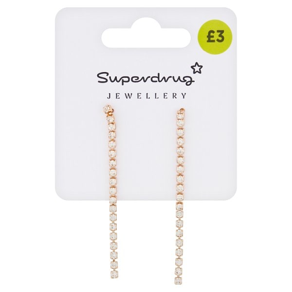 Superdrug Unisex Diamante Minimal Drop Earrings
