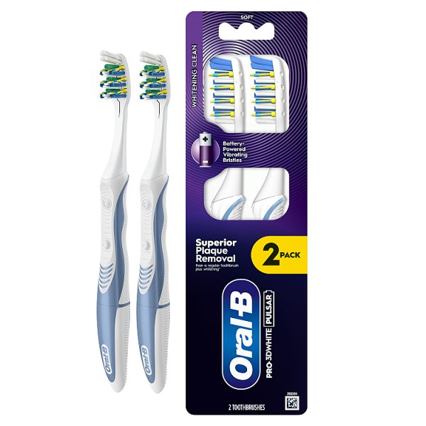 Oral-B Unisex White Pro-3D Pulsar Battery-Powered Toothbrush X 2