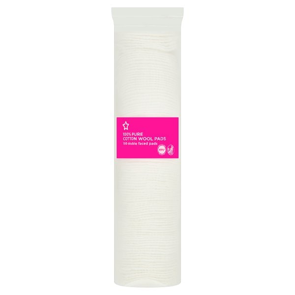 Superdrug Unisex 100% Pure Cotton Wool Pads - 100 Double Faced Pads