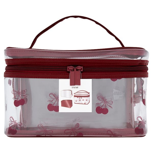 Superdrug Unisex Burgundy Cherry Large Pvc Cosmetic Bag 3 Pack