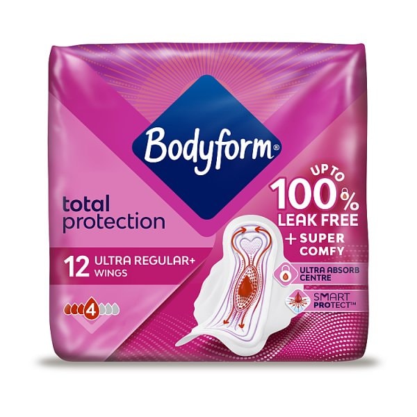 Bodyform Unisex Ultra Normal Sanitary Towels Wings 12 Pack