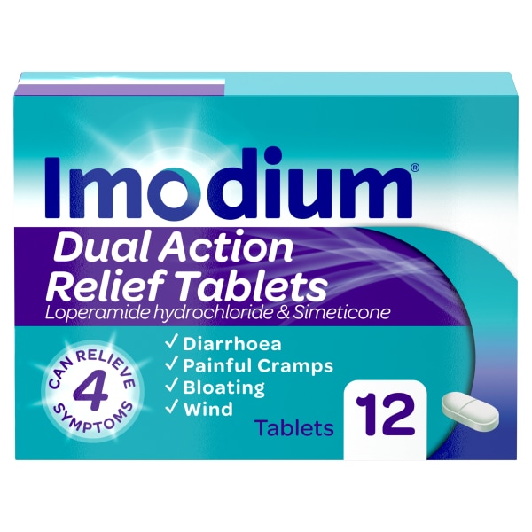 Imodium Unisex Dual Action Relief Tabs 12S