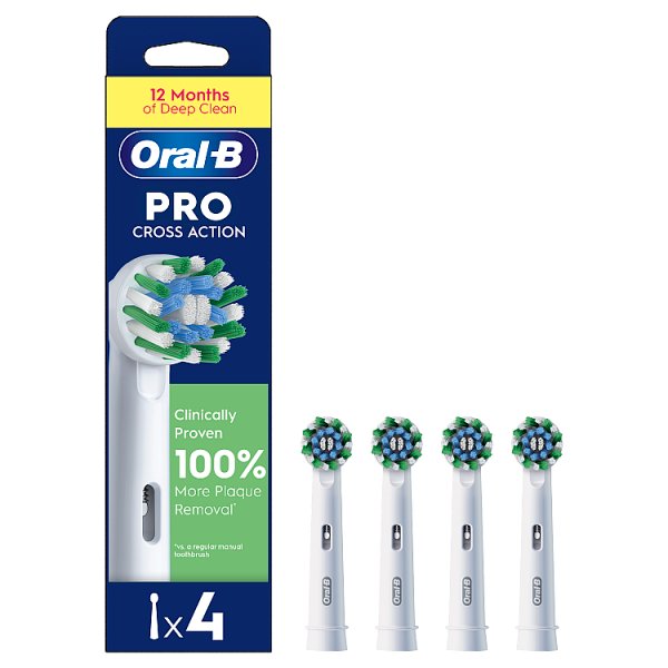 Oral-B Men's Green Pro Cross Action Toothbrush Heads 4 Counts