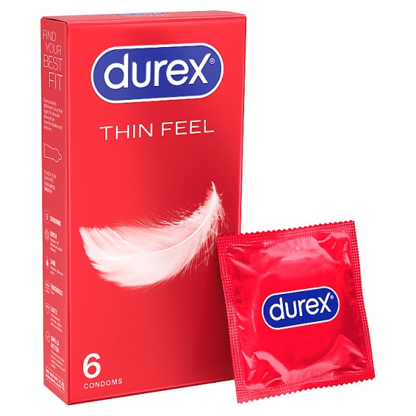 Durex Unisex Thin Feel Condoms Enhanced Sensitivity Regular Fit 6S