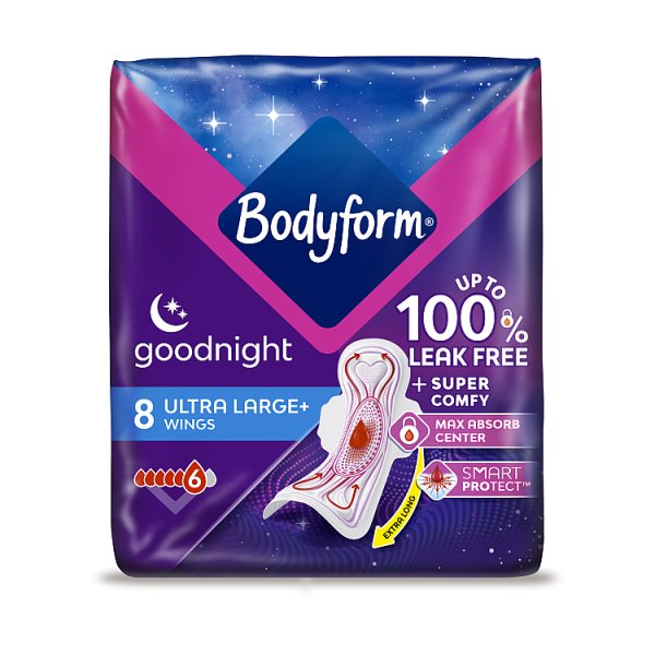 Bodyform Unisex Ultra Night Sanitary Towels Wings 8 Pack