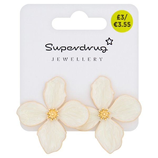 Superdrug Unisex White Flower Earrings
