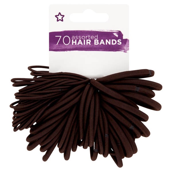 Superdrug Unisex Brown Hair Bands Assorted X 70