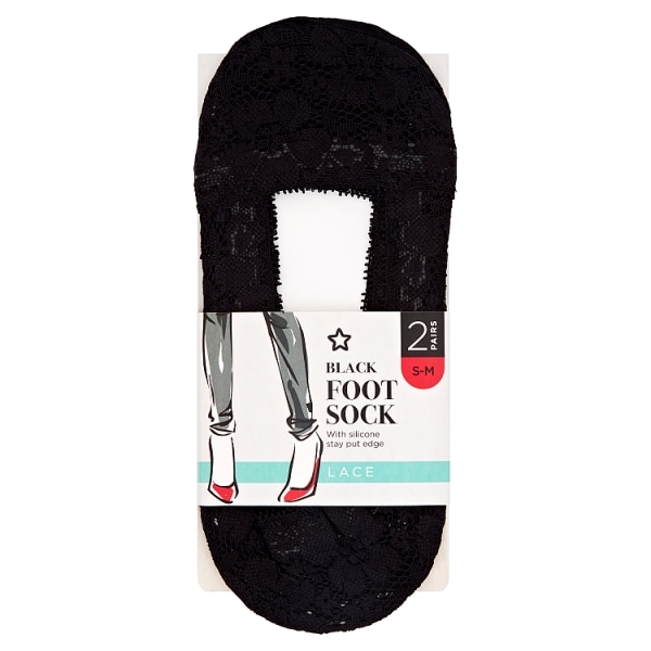 Superdrug Unisex Black Lace Foot Socks M/L