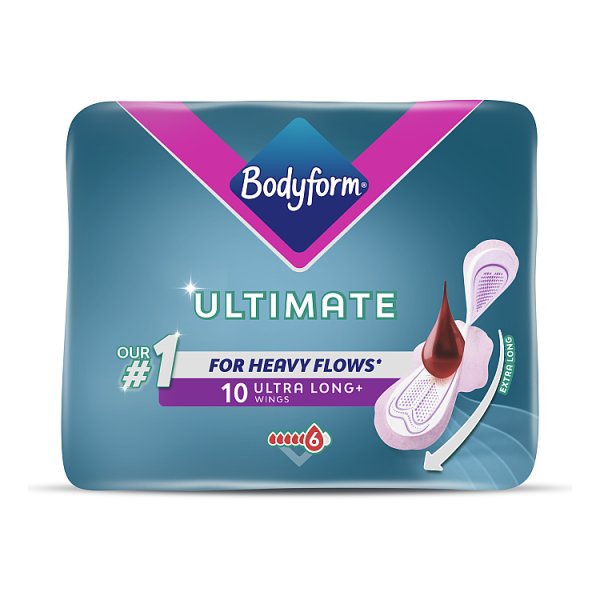 Bodyform Unisex Ultimate Long Sanitary Towels Wings 10 Pack
