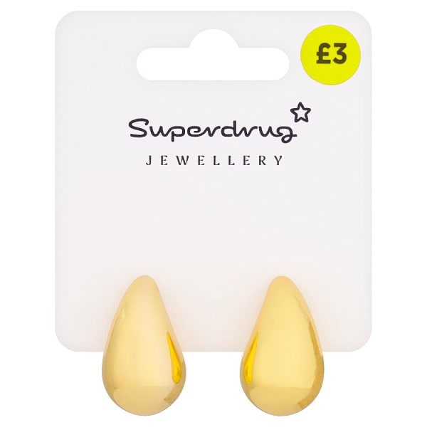 Superdrug Unisex Gold Tone Large Drop Earrings