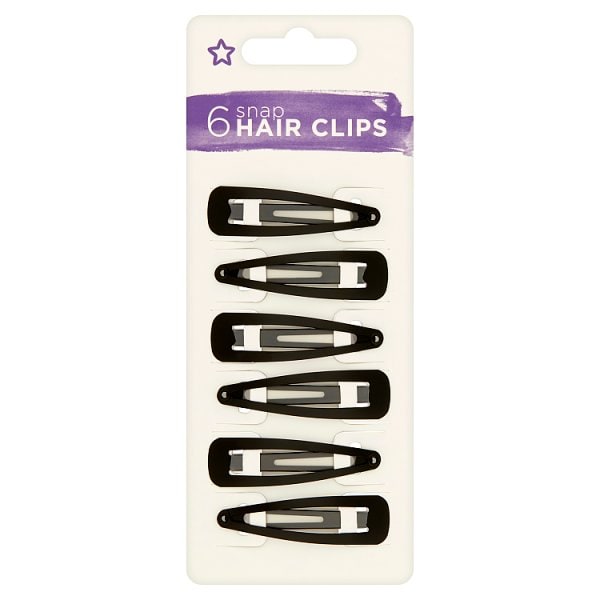 Superdrug Unisex Black Snap Hair Clips X 6