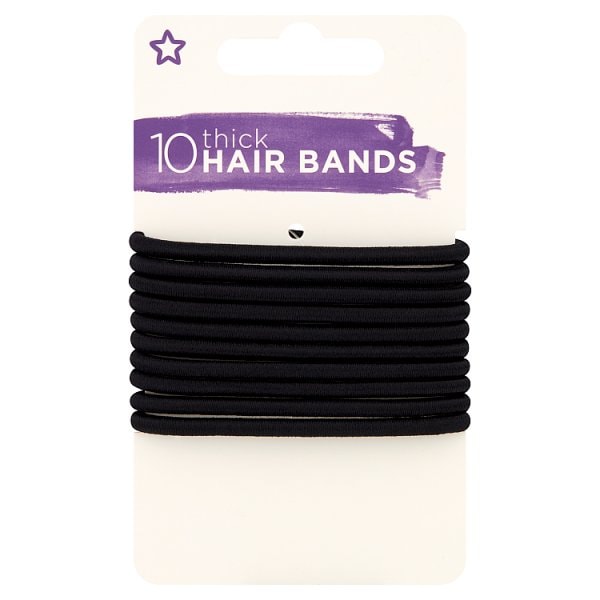 Superdrug Unisex Black Hair Bands Medium Pack 10