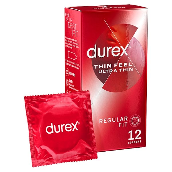 Durex Unisex Ultra Thin Feel Condoms Regular Fit Pack Of 12