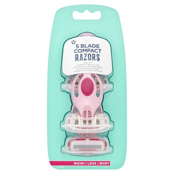 Superdrug Women's 5 Blade Compact Disposable Razor X 3