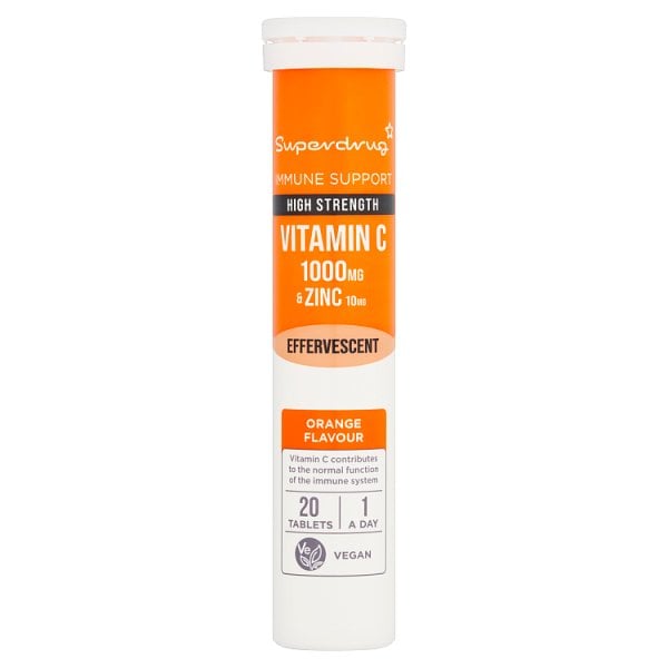Superdrug Unisex Orange High Strength Vitamin C 1000Mg & Zinc 10Mg Effervescent 20S