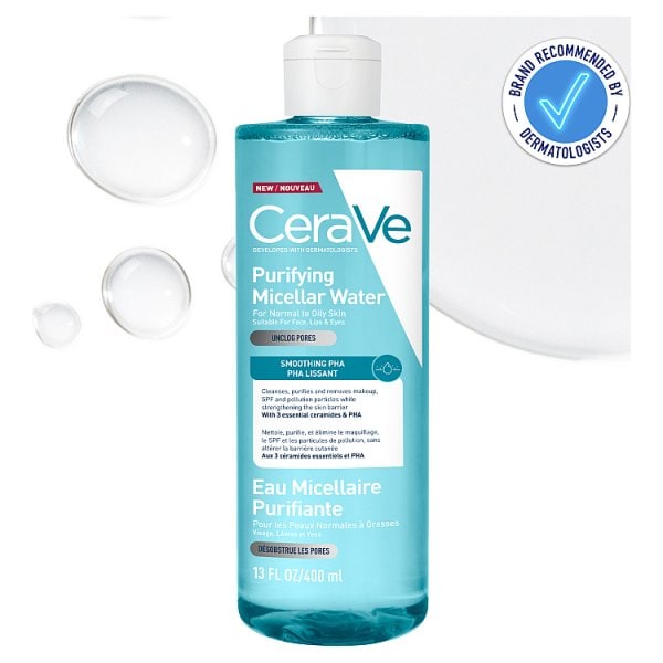 CeraVe Purifying Micellar Water Removes Makeup & Unclogs Pores 400ml