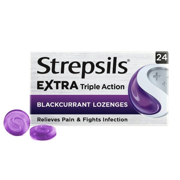 Strepsils Unisex Black Extra Currant Sore Throat Lozenges 24S