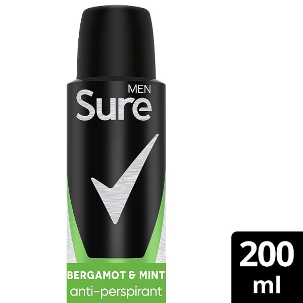 Sure Men's Mint Bergamot & Anti-Perspirant Aerosol 200Ml