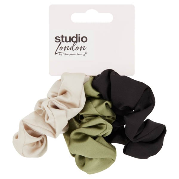 Superdrug Studio London Unisex Black Studio London By Superdrug 3Pk Scrunchies
