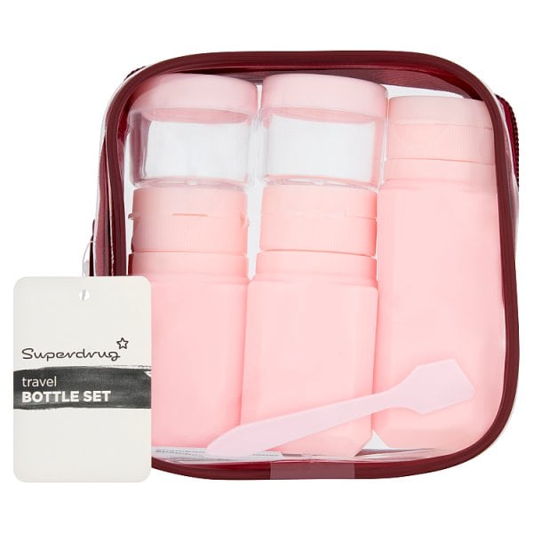 Superdrug Unisex Burgundy Cherry Travel Bottle Set