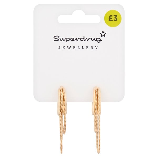 Superdrug Unisex Gold Tone Chain Detail Hoops