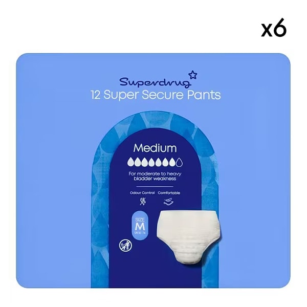 Superdrug Men's Incontinence Pants Medium Bundle X 6
