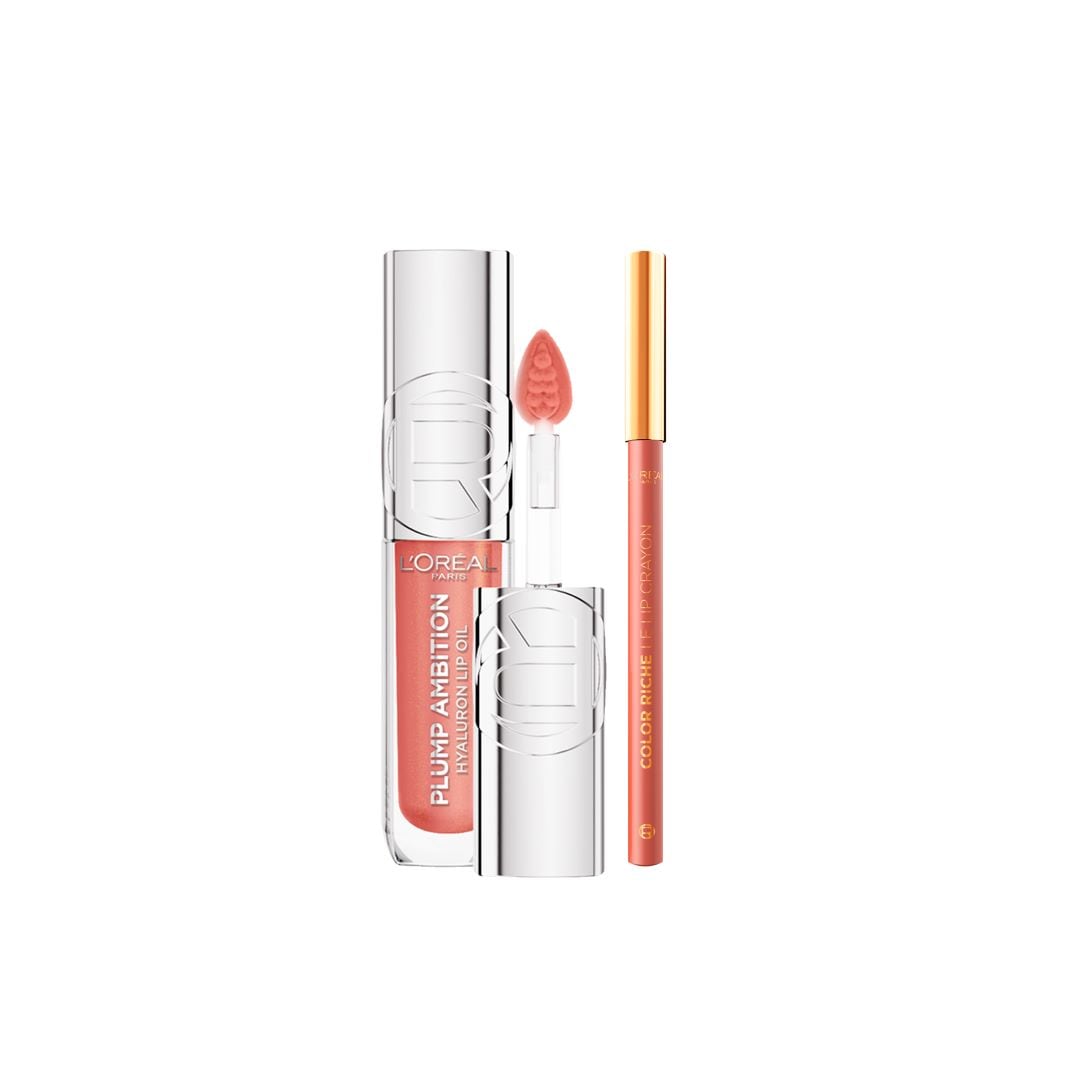 L'Oréal Paris Plump Ambition Lip Oil Gloss & Liner Duo Pink