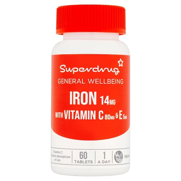 Superdrug Unisex Iron 14Mg & Vitamin C 60S