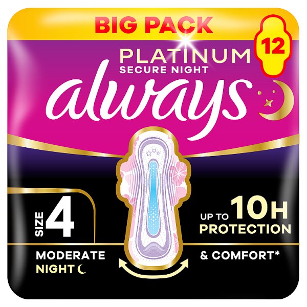 Always Unisex Platinum Secure Night (Size 4) Value Pack 12Ctx4
