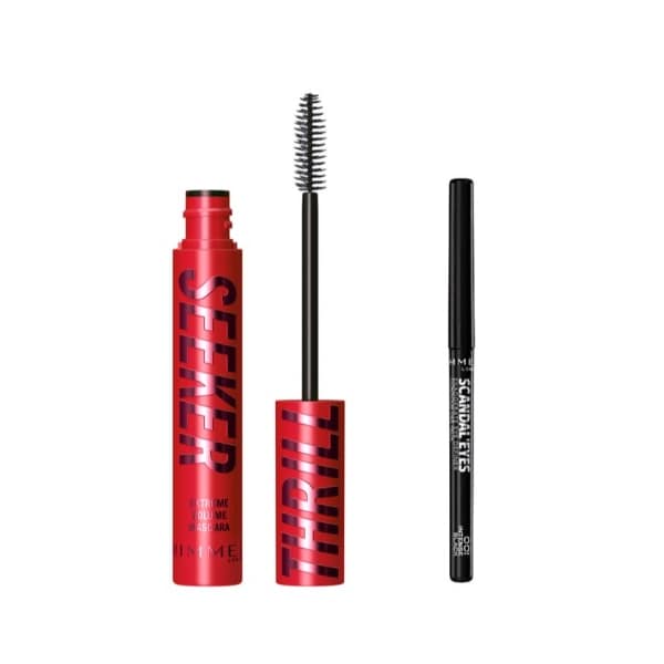 Rimmel Thrill Seeker Extreme Volume Mascara - Black + Scandaleyes Waterproof Eye Definer - Black Bundle