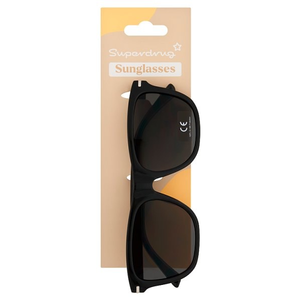 Superdrug Unisex Black Rounded Square Sunglasses
