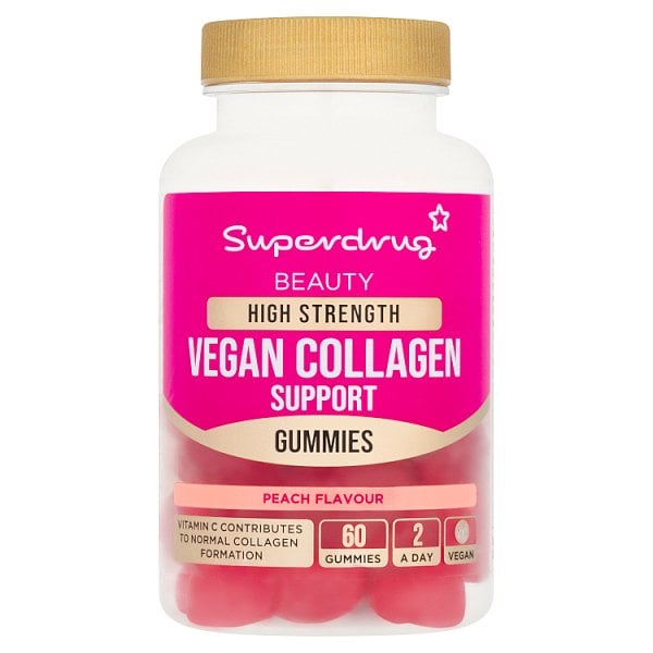 Superdrug Unisex Peach High Strength Collagen Vegan Gummies 60S