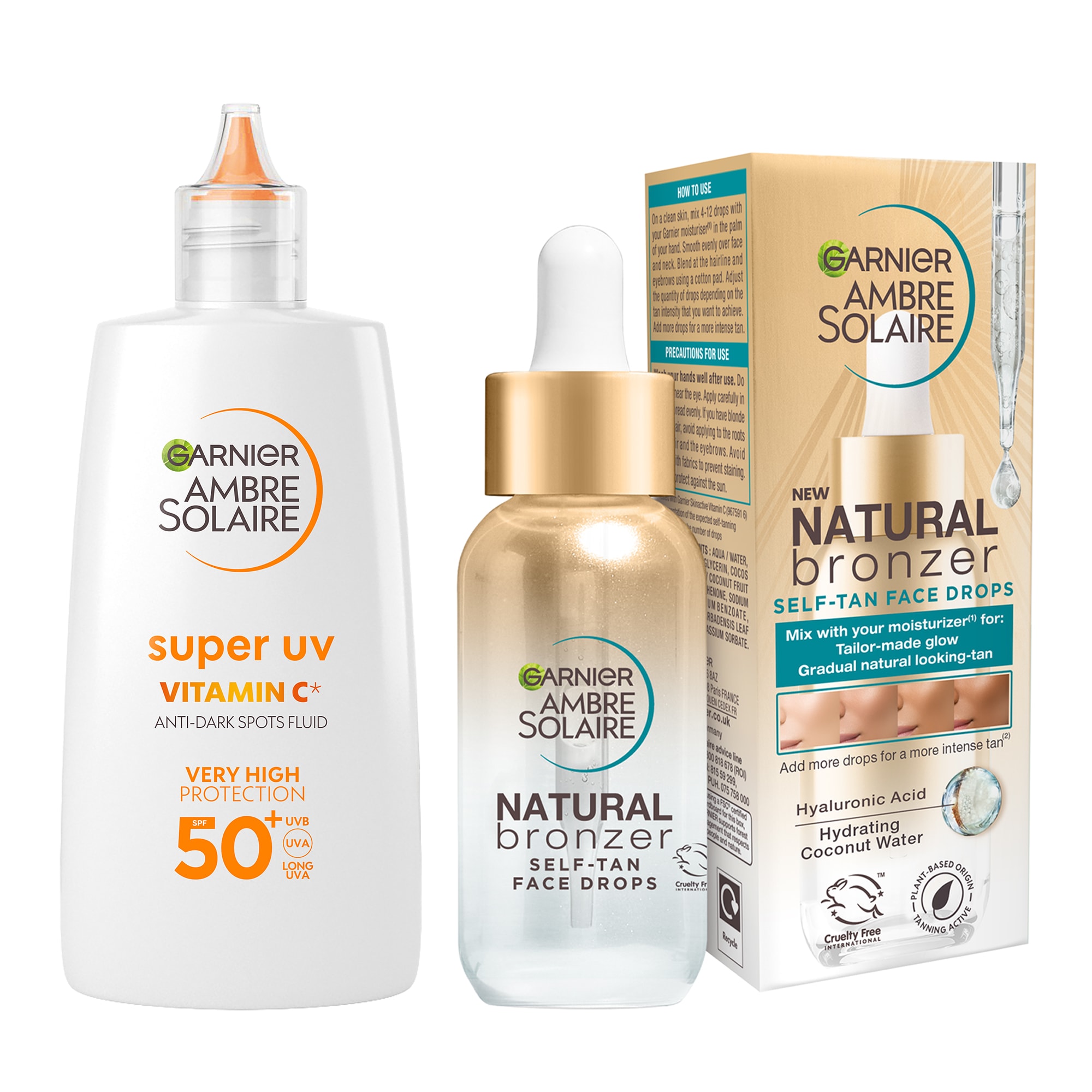 Garnier SPF 50 Glow Duo: Self-Tan Drops & Vitamin Cg SPF50
