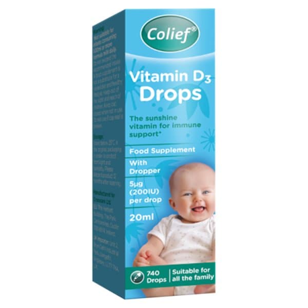 Colief Unisex Kids Vitamin D3 Drops Food Supplement 20Ml