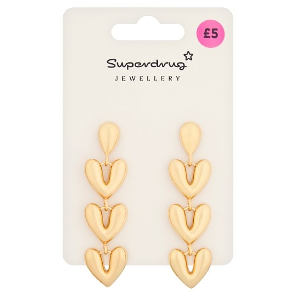 Superdrug Unisex Heart Statement Drop Earrings