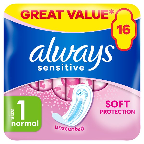 Always Women's Sensitive Normal Ultra (Size 1) Sanitary Towels X 16