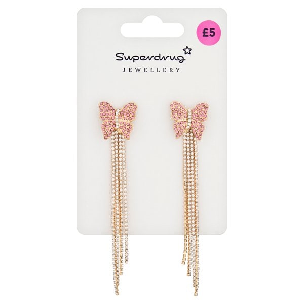 Superdrug Unisex Pink Butterfly Diamante Earrings