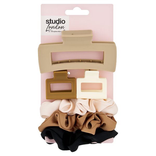 Superdrug Studio London Unisex Assorted Colours Claw Clips & Scrunchies 6Pk