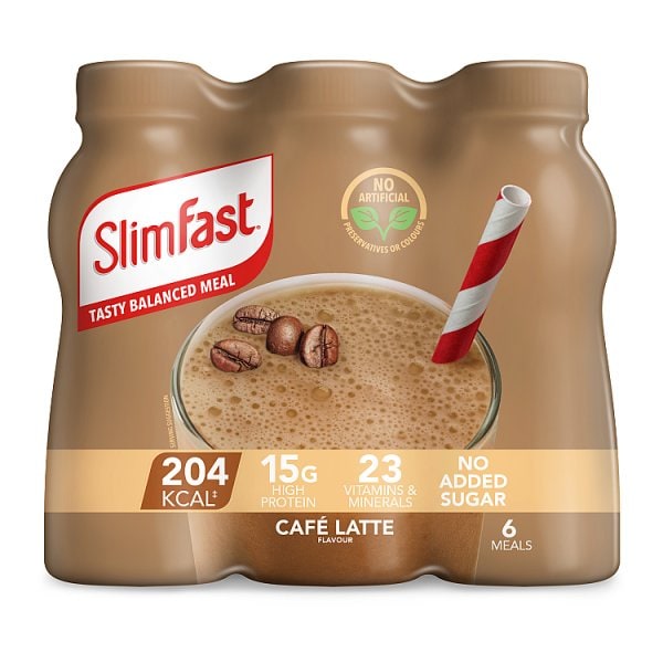 Slimfast Unisex Protein Cafe Latte Flavour Shakes 6 X 325Ml