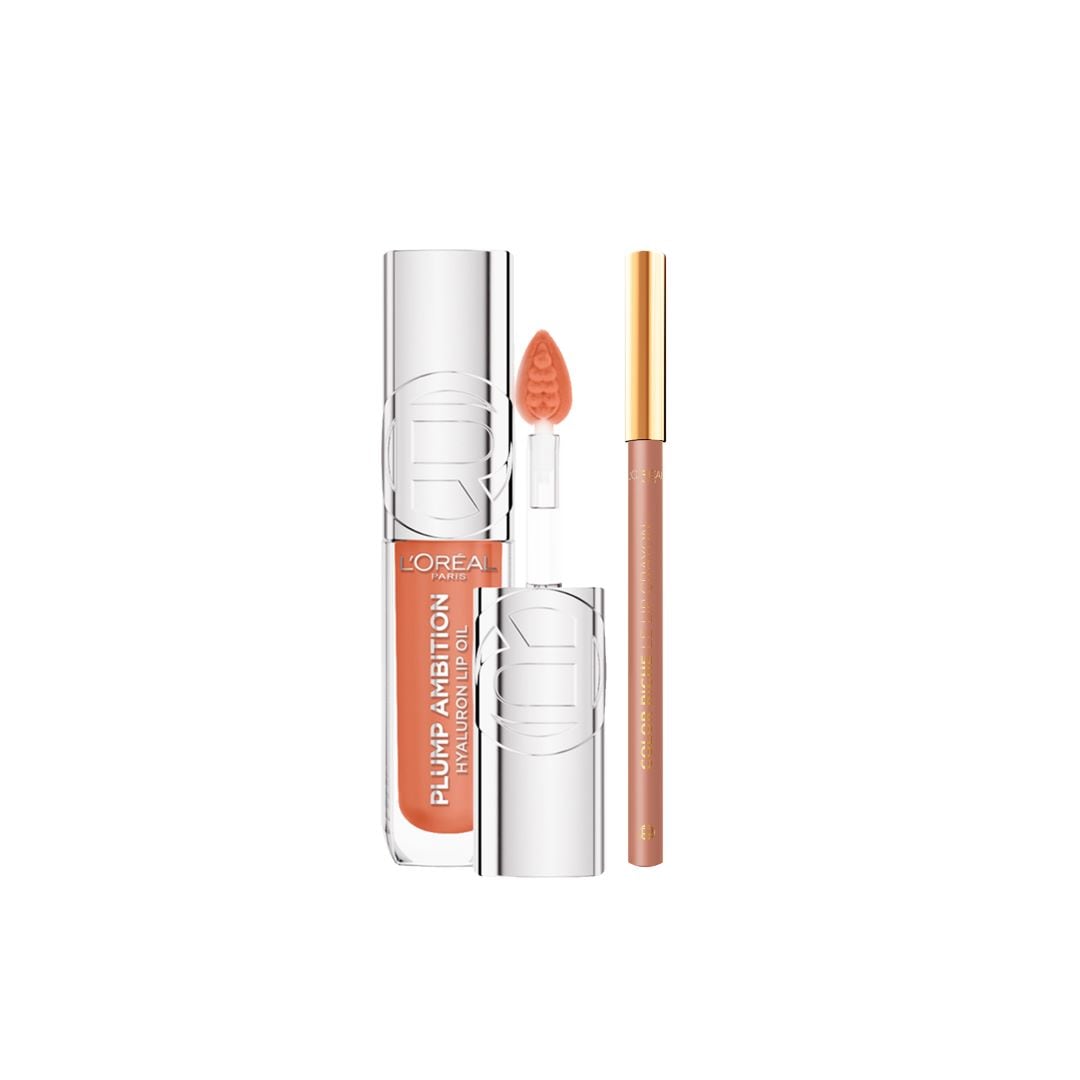 L'Oréal Paris Plump Ambition Lip Oil Gloss & Liner Duo Nude