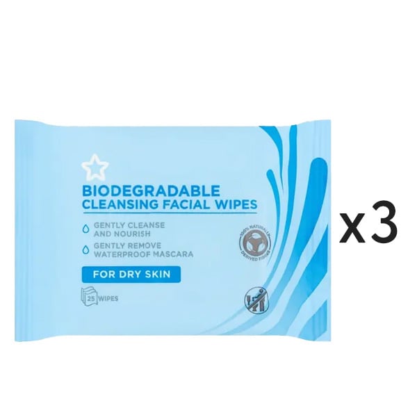 Cleansing Bio Face Wipes Dry Skin x 3 Bundle