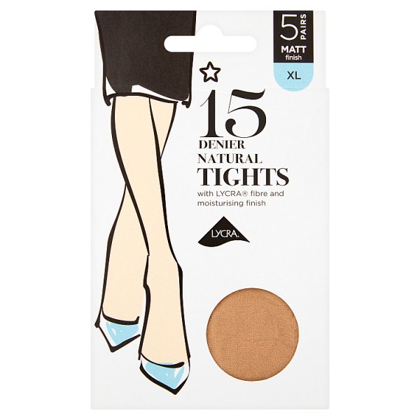 Superdrug Unisex 5 Pack 15 Denier Lycra Tights - Natural Xl
